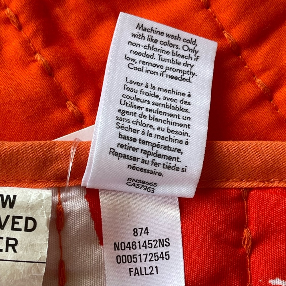 NORDSTROM By Cristina Martinez PRINT Quilted BLANKET Orange PORTRAIT Petals NEW - Picture 5 of 6